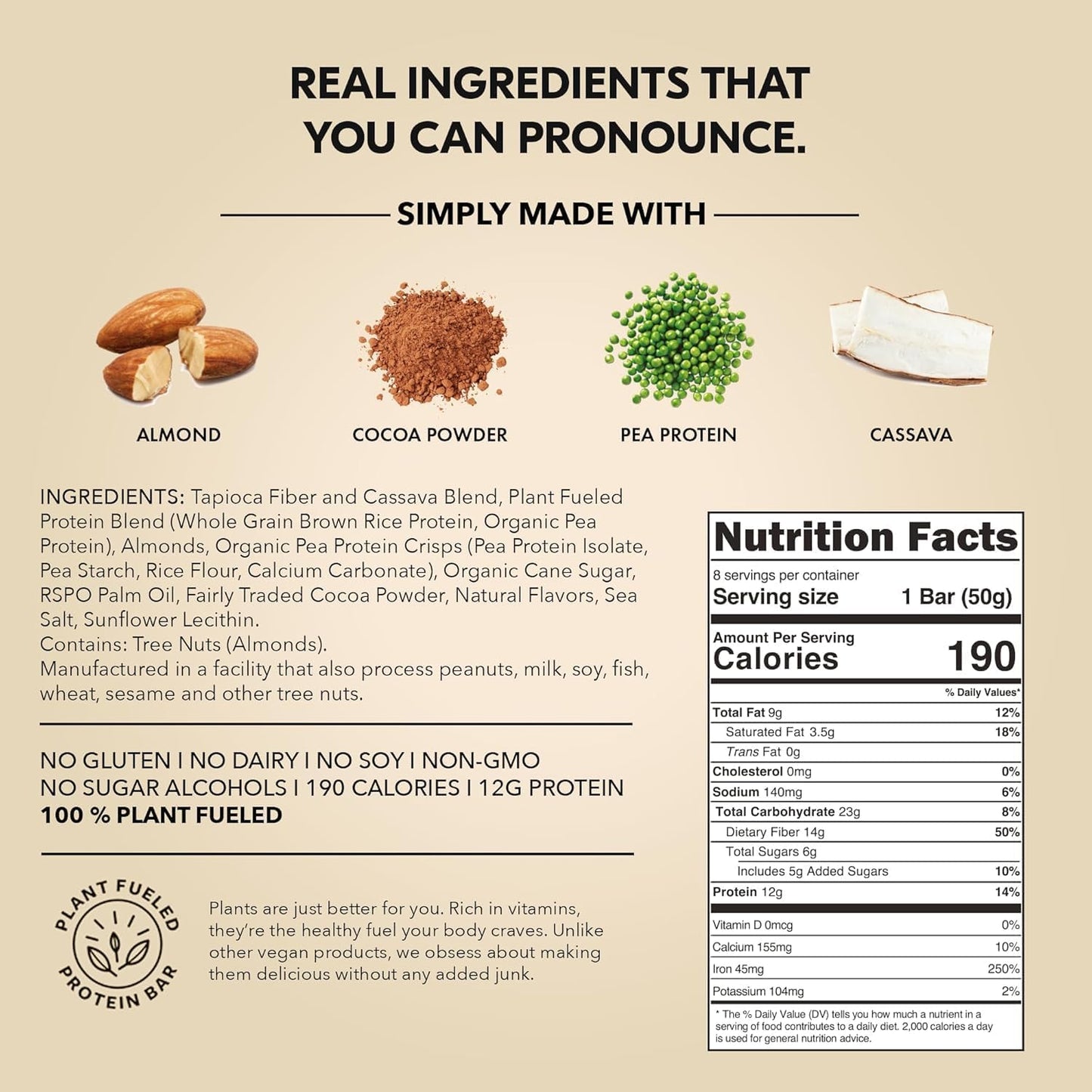 TRUBAR Vegan Protein Bar, Sweet & Dreamy Cookies and Creamy, Gluten Free, Plant Based Protein, Dairy Free, Non GMO, Soy Free, No Sugar Alcohols, 12G Protein, 12G Fiber, 23G Carb, On the Go Snack Bars, 12ct