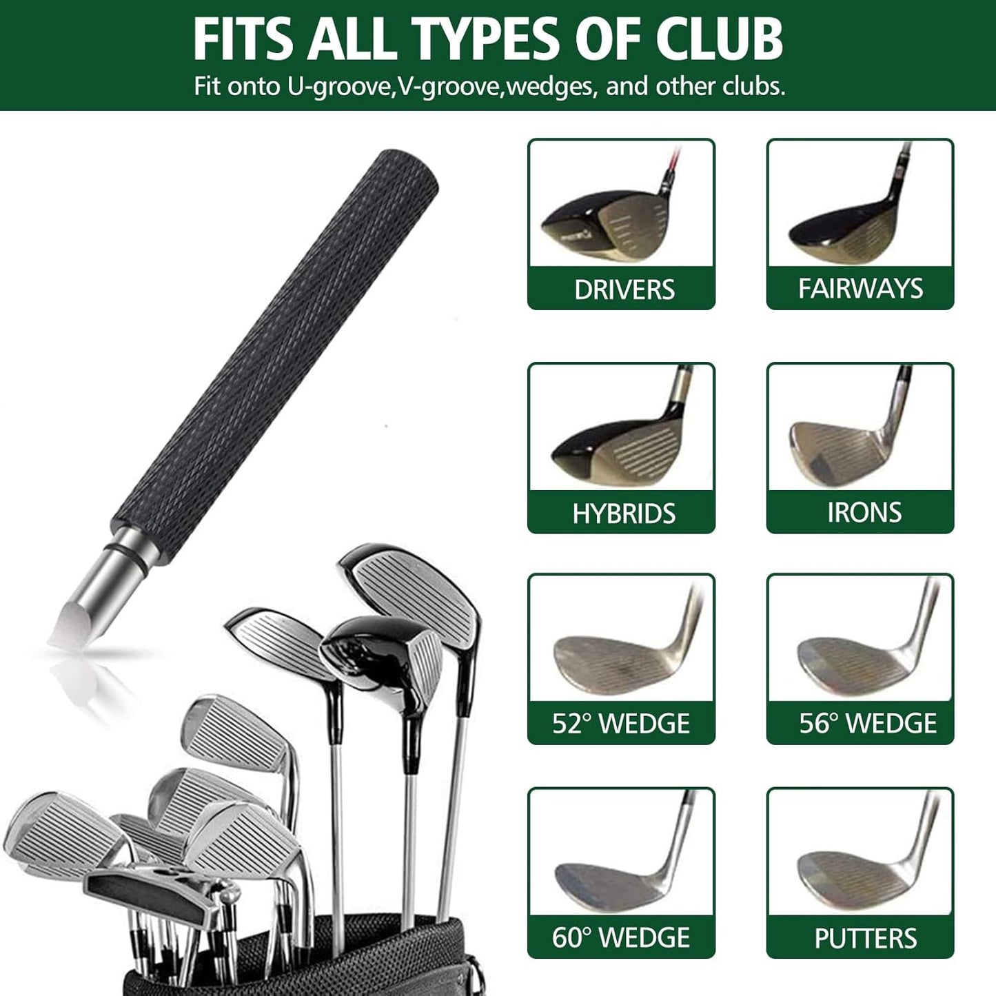 Pro Golf Club Cleaner Brush Golf Groove Sharpener Tool with Retainer Clip and Squeeze Water Bottle 7.5 Inches Holds 4 Ounces of Water, Essentials Golf Bag Accessories Best Golf Gifts for Men