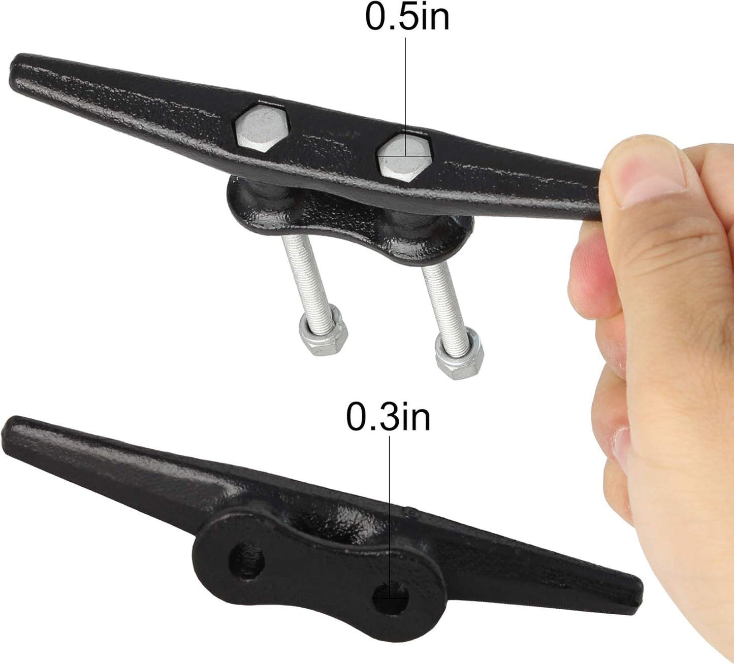 Dock Cleats 6/8/10 inch With Hardware,Electrophoretic Coated Black Boat Cleat Dock Boat Cleats,Rope Cleat Boat Dock Cleats Ideal for Boat Docks, Decks, Piers for Tying up Boats (2,4,6,8,12 Pack)