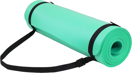 Yoga Mat, 1/2-Inch Extra Thick High Density Exercise Mat, Anti-Tear Exercise Yoga Mat with Carrying Strap, Suitable for Various Yoga Exercises