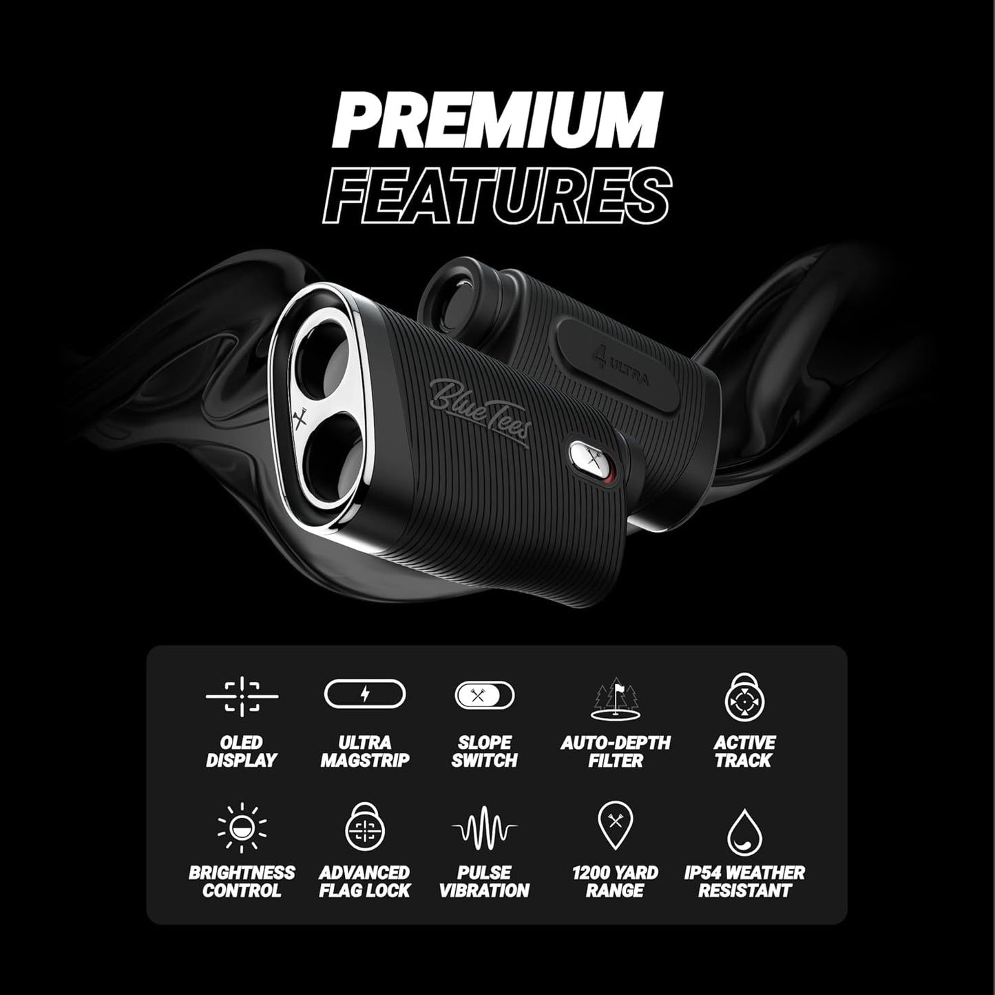 Blue Tees Golf Series 4 ULTRA Golf Rangefinder with Slope Switch, 1200 Yards, OLED Display 6X Magnification Laser Rangefinder, Slope Measurement, Magnetic Strip, Flag Pole Locking with Pulse Vibration