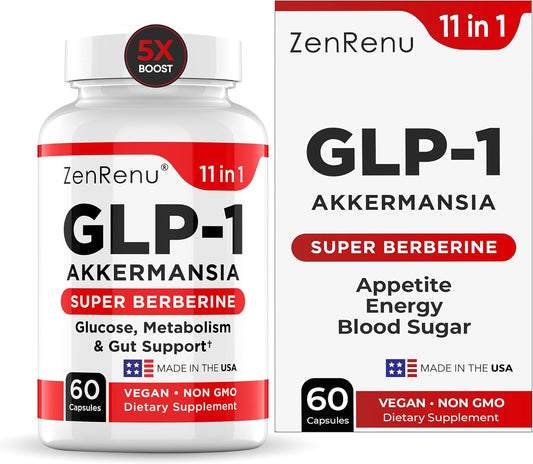 Zenrenu GLP-1 Supplement for Women-Natural Appetite,Craving & Loss Support – Akkermansia Probiotic, Super Berberine & Cinnamon,11-in-1 Gut & Metabolism Support - GLP1 Activate -60 Vegan Caps