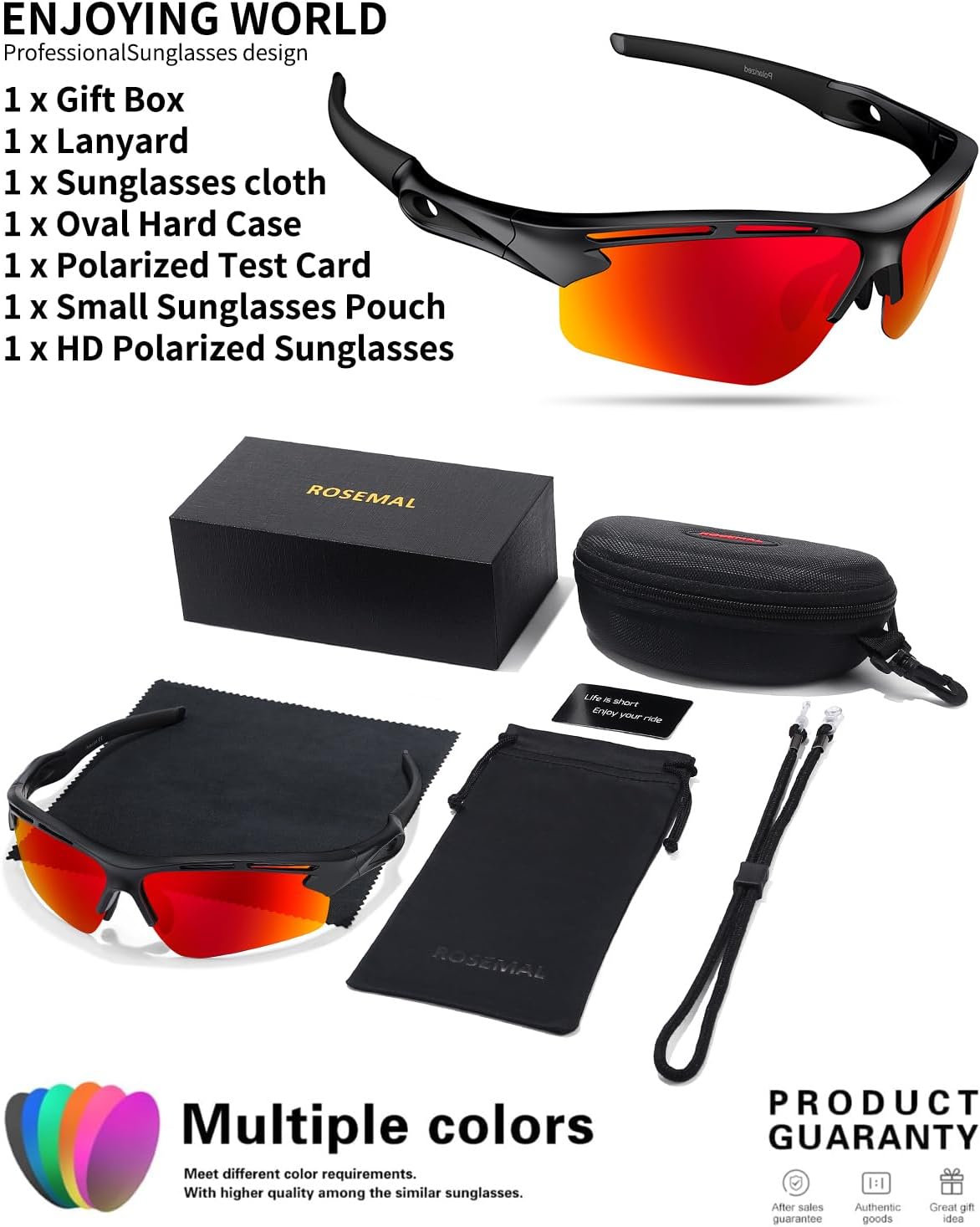 Polarized Sports Sunglasses for Men Women,UV400 Protection Sunglass for Running Cycling Fishing Hiking TR90