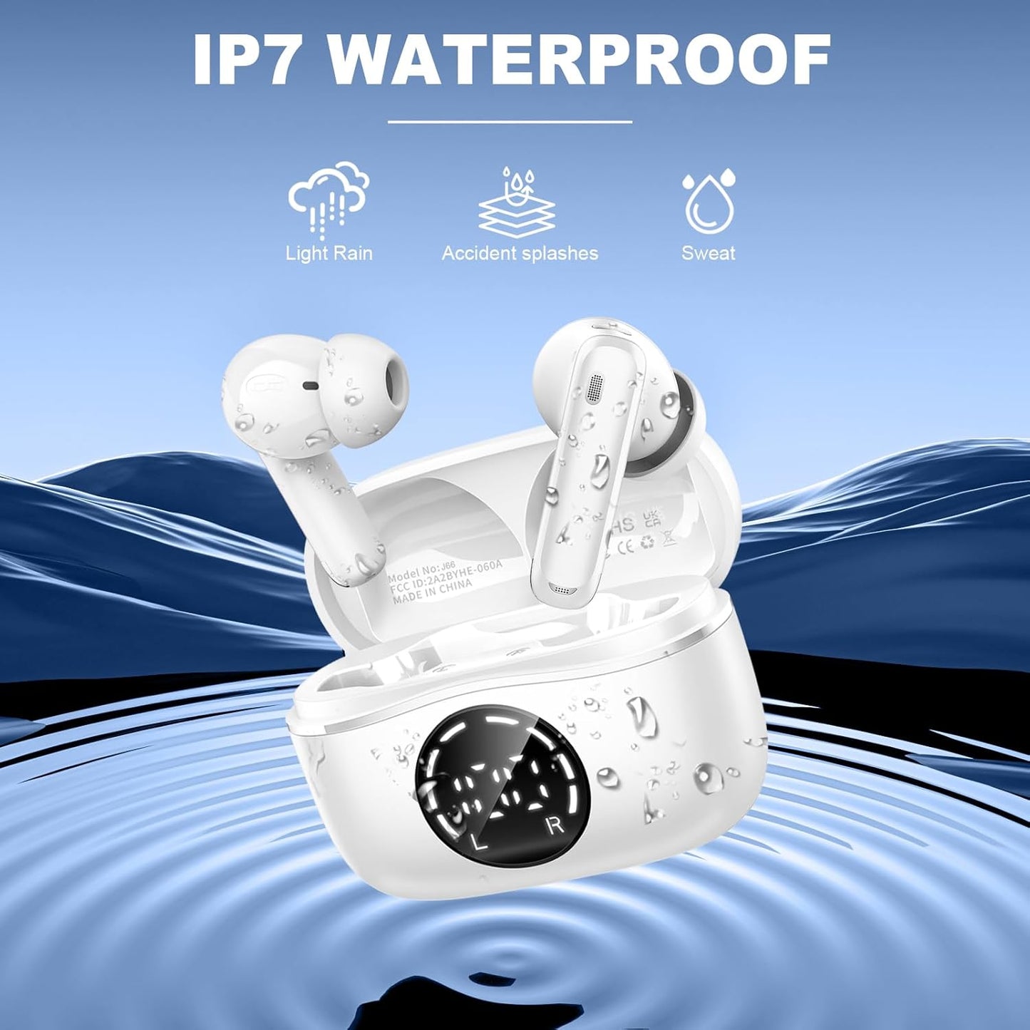 Bluetooth 5.4 Headphones, 2025 Wireless Earbuds 3D Hi-Fi Stereo Bass Ear Buds, 4 ENC Noise Cancelling Mic, 3g USB-C in-Ear Earphone Sport, IP-X7 Waterproof Workout Gym for Android iOS Laptop Pad