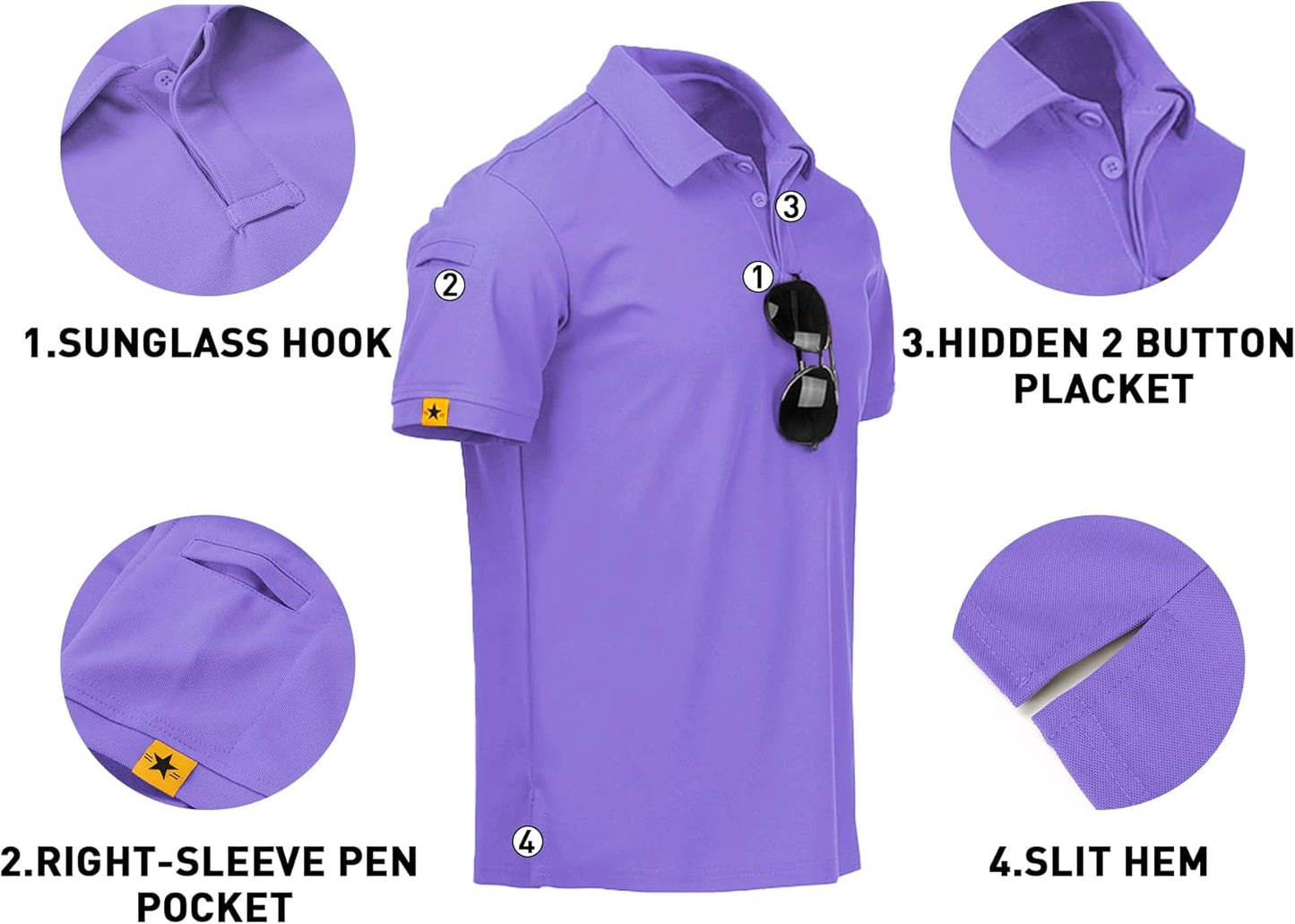 V VALANCH Mens Polo Shirts Short Sleeve Moisture Wicking Golf Polo Athletic Collared Shirt Tennis T-Shirt Tops