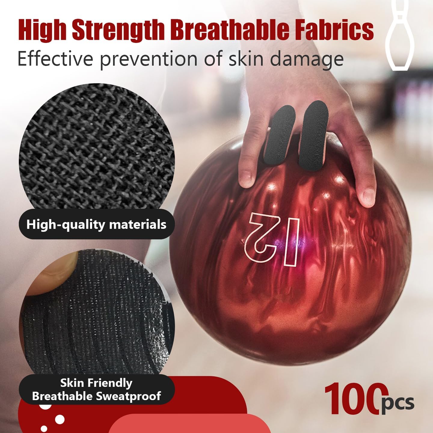 100 PCS Bowling Thumb Tape - Bowling Finger Tape - Thumb Tape Protector for Bowling(Multiple Colors, 1 x 2.8 Inches, Breathable)