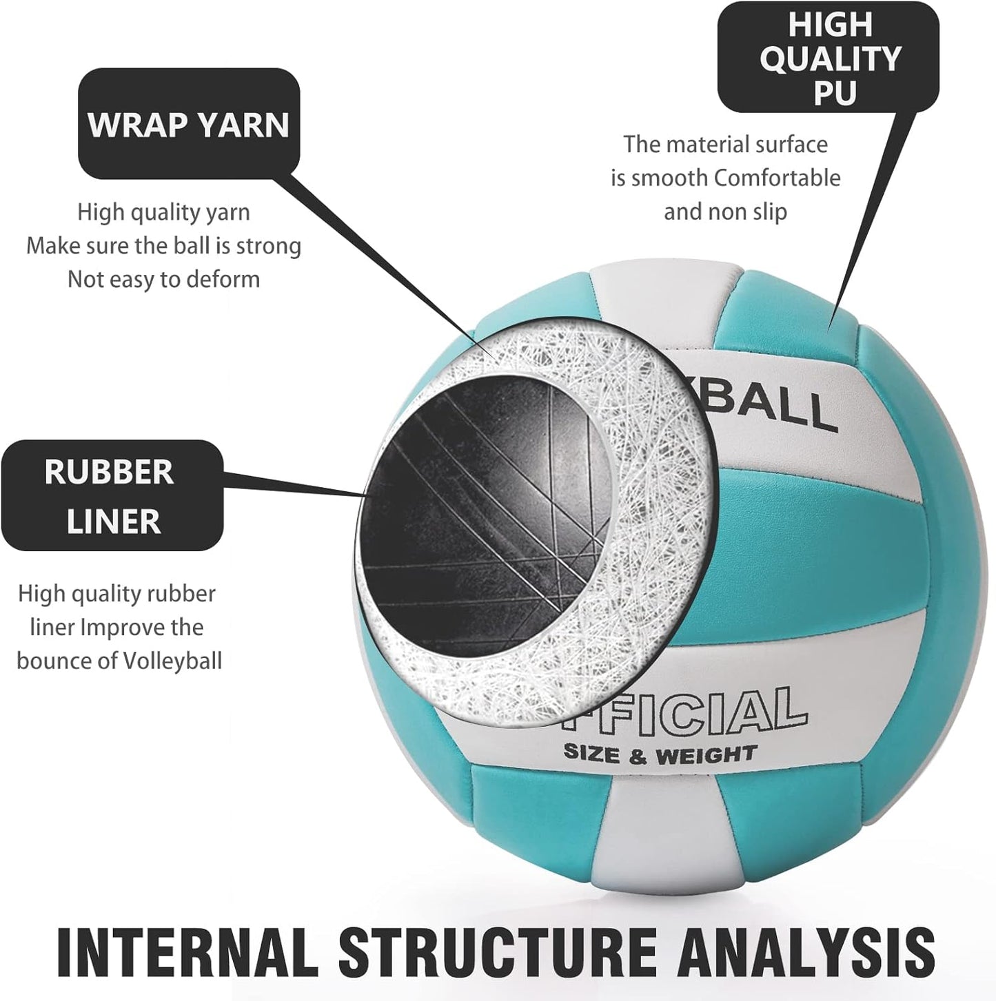 EVZOM Super Soft Volleyball Beach Volleyball Official Size 5 for Outdoor/Indoor/Pool/Gym/Training Premium Volleyballs Equipment Durability Stability Sports Ball