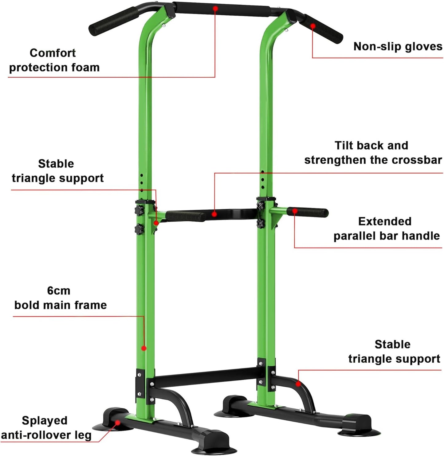 SogesHome Power Tower Pull Up Bar and Dip Station Adjustable Height Dip Stand Multi-Functional Strength Training Fitness Workout Station