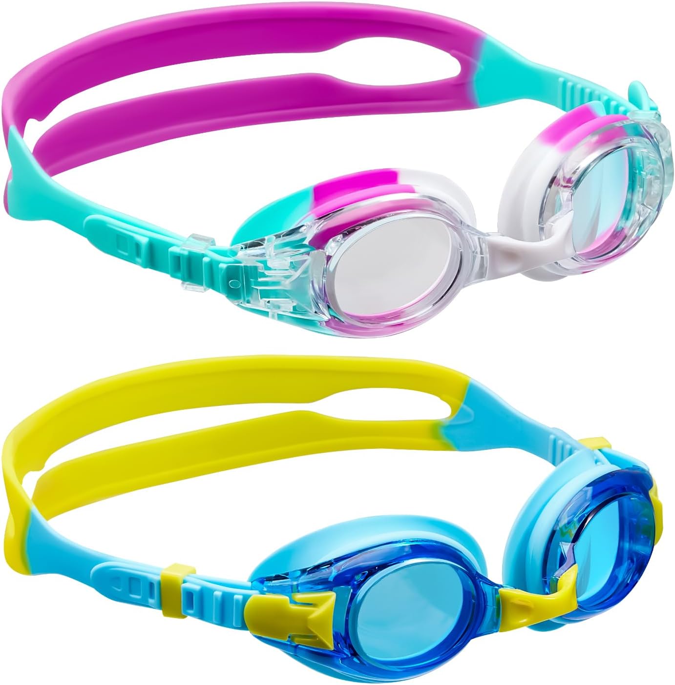 Aegend 2 Pack Kids Goggles, Swimming Goggles for Kids Age 4-16 Boys and Girls Youth, Anti-Fog Waterproof Anti-UV Pool Goggles