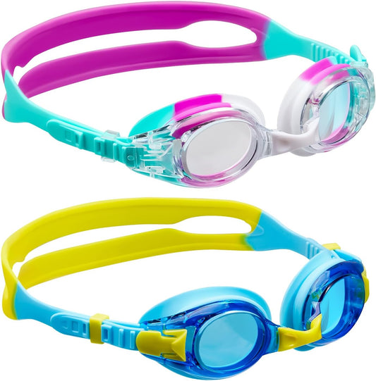 Aegend 2 Pack Kids Goggles, Swimming Goggles for Kids Age 4-16 Boys and Girls Youth, Anti-Fog Waterproof Anti-UV Pool Goggles