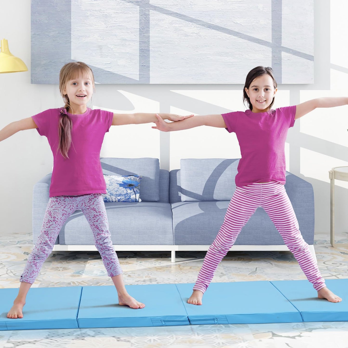 ZENOVA Gymnastics Mat 6'x3'x2''/4'x8'x2'' Exercise Mat Gym Mat for Home Aerobics Workout Foldable Tumbling Mat Children Gifts