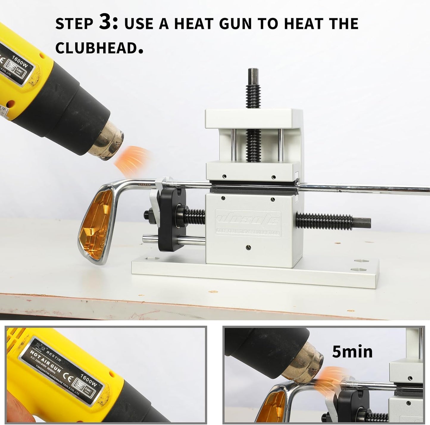 Golf Club Grip Kit Shaft Ferrules Head Removal Machine Works Shaft Puller Fitting Workshop Separator Repair Tools for All Club Shafts and Driver Iron Wedge Putter Heads Simple to Operate Golfer