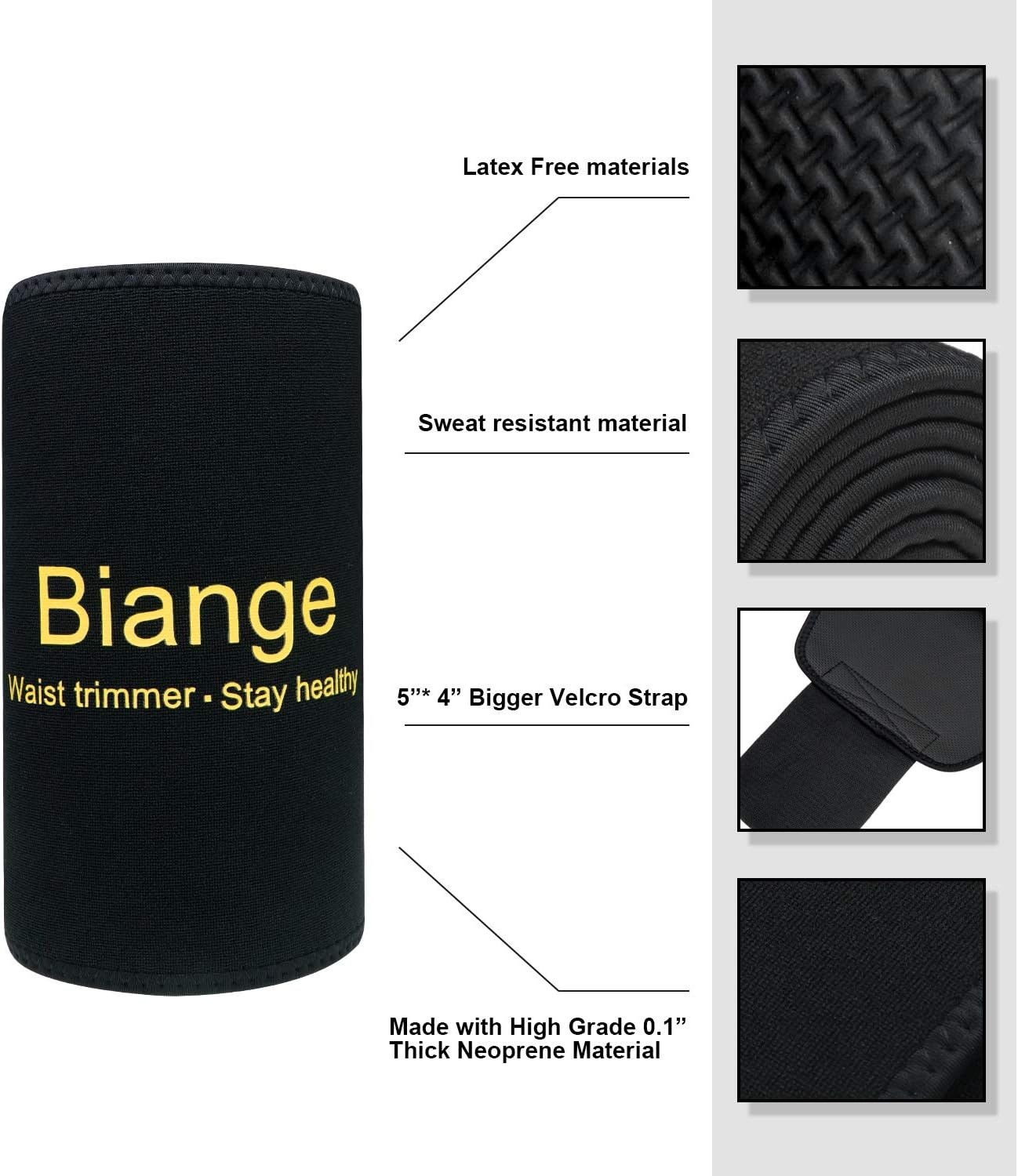 Biange Waist Trainer for Women Men Sweat Belt Waist Trimmer Belly Band Stomach Wraps