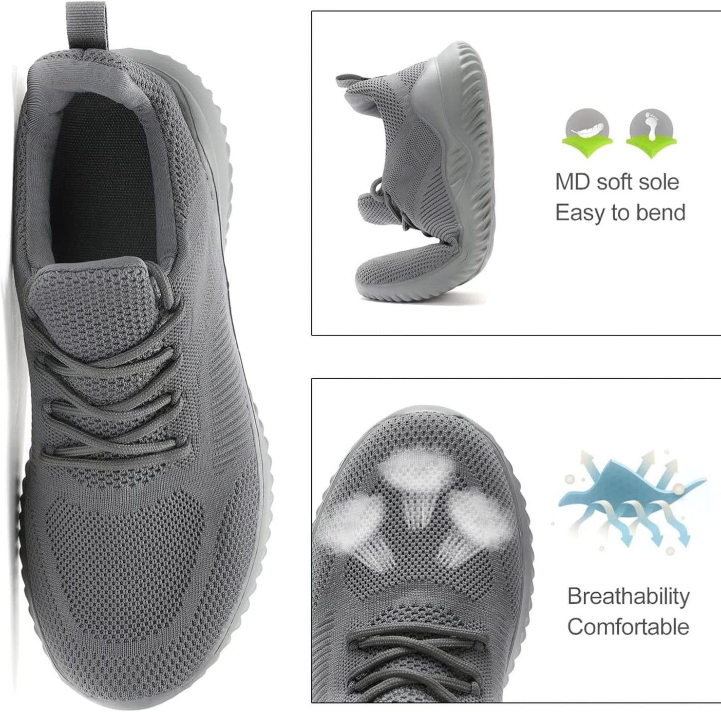 Men's Non Slip Running Shoes Ultra Light Breathable Casual Walking Shoes Fashion Sneakers Mesh Workout Sports Shoes