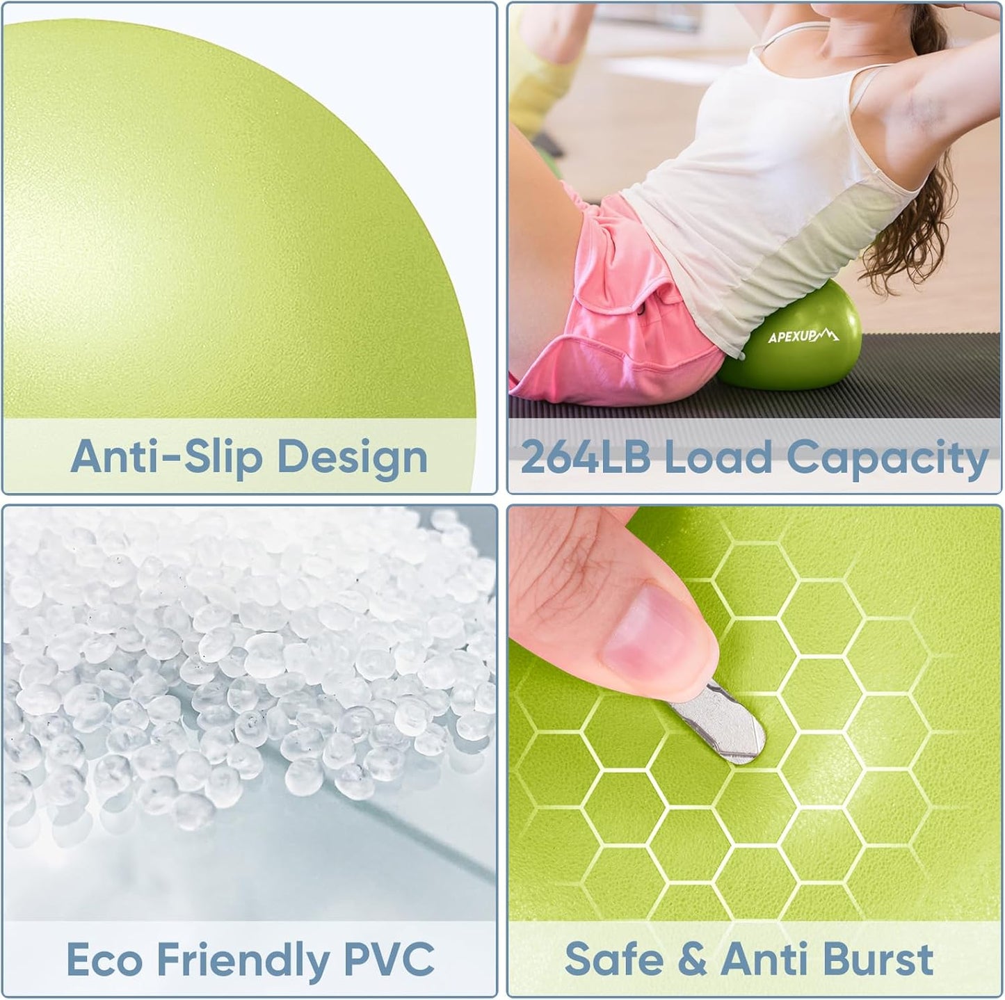 APEXUP Yoga & Pilates Ball - Anti Slip Heavy Duty Gym Ball for Fitness, Balance & Core Workout