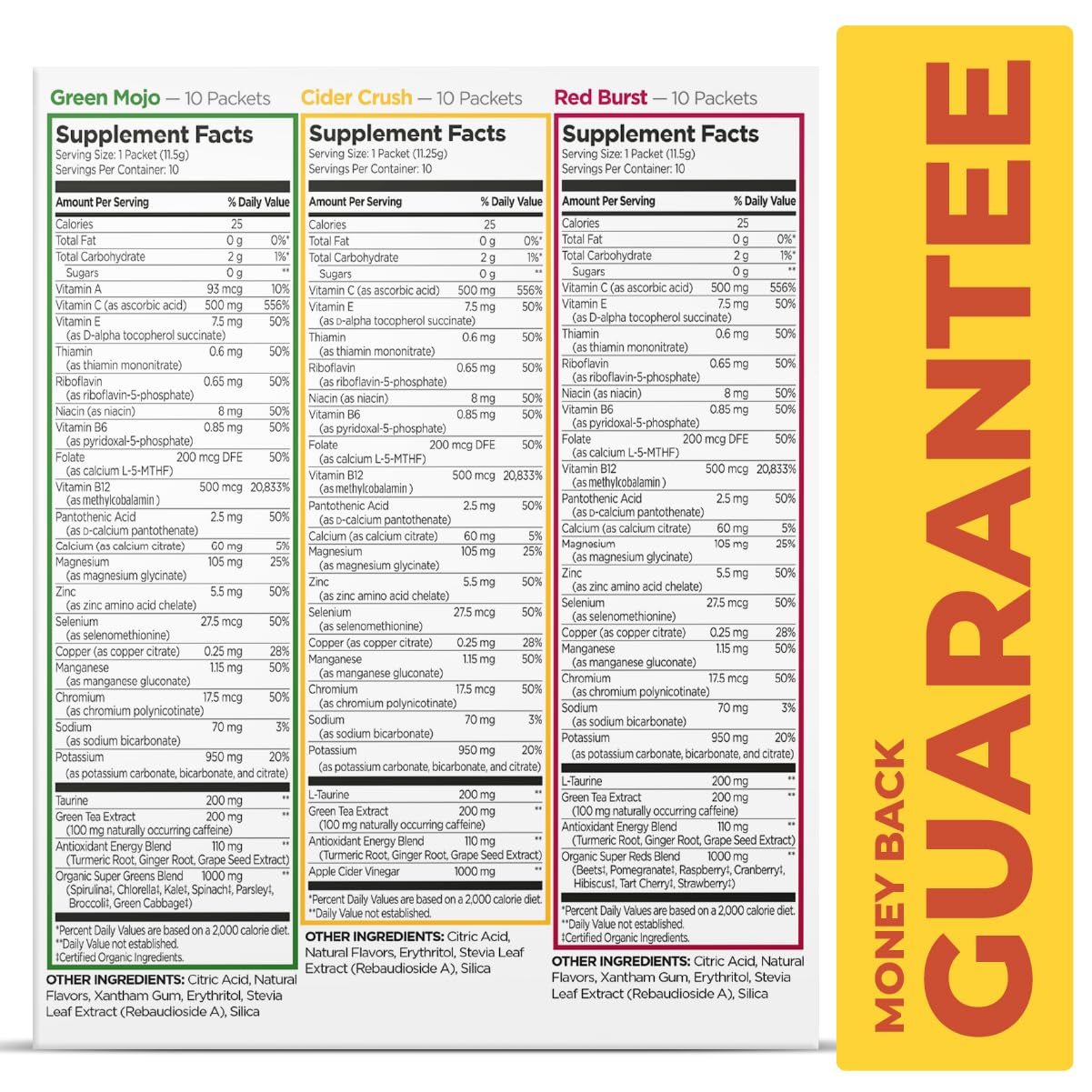 Pureboost Superfoods Clean Energy Booster, Energy Drink Mix with Apple Cider Vinegar, 7 Organic Red or Green Superfoods. Sugar-Free, No Sucralose, Electrolytes (Combo Pack, 30 Count)