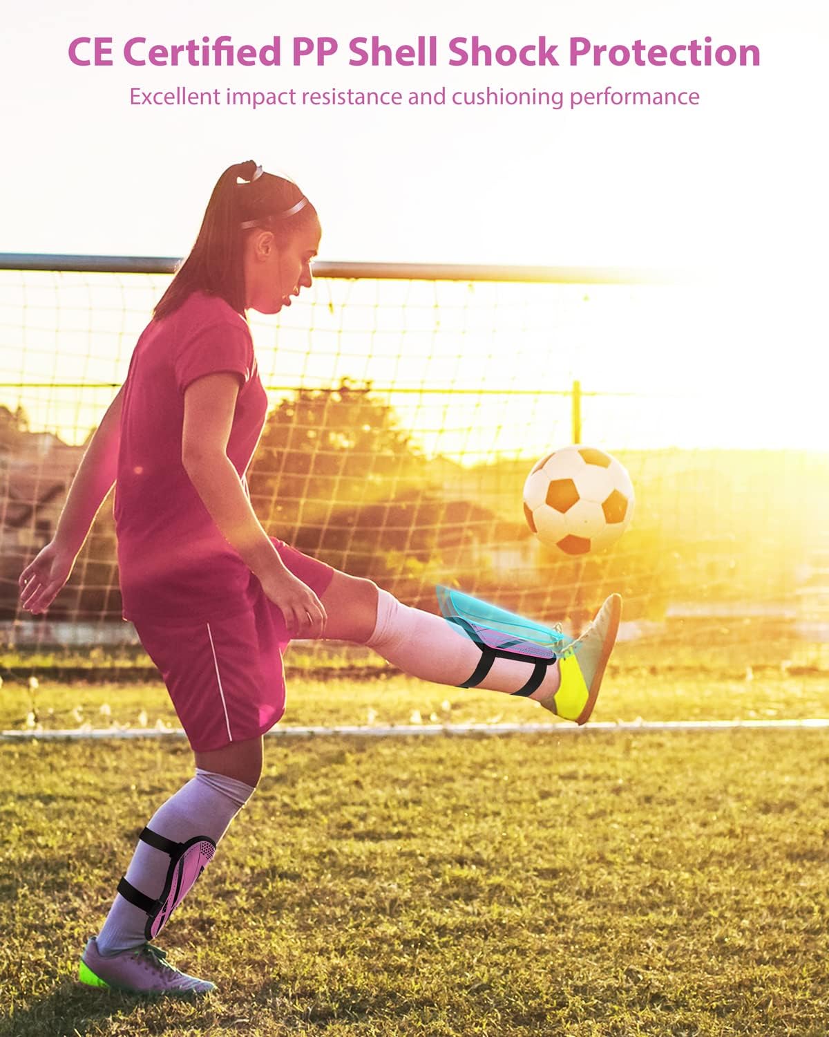 Shin Guards Soccer Kids Youth, CE Certified Airsfish Shin Guard Protection Gear for 2-18 Years Old Boys Girls Teenagers High Impact Resistant Breathable Comfortable 1 Pair 4 Sizes