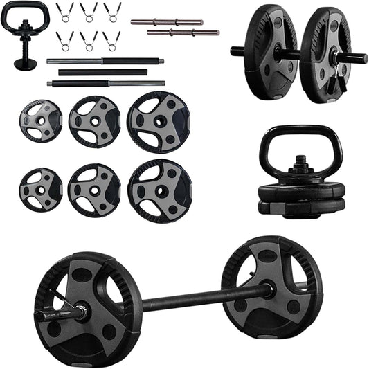 US Weight Adjustable Weight Set with 55" Barbell, Dumbbells, and Kettlebell Handle – Versatile Exercise Equipment for Home Gym Workouts