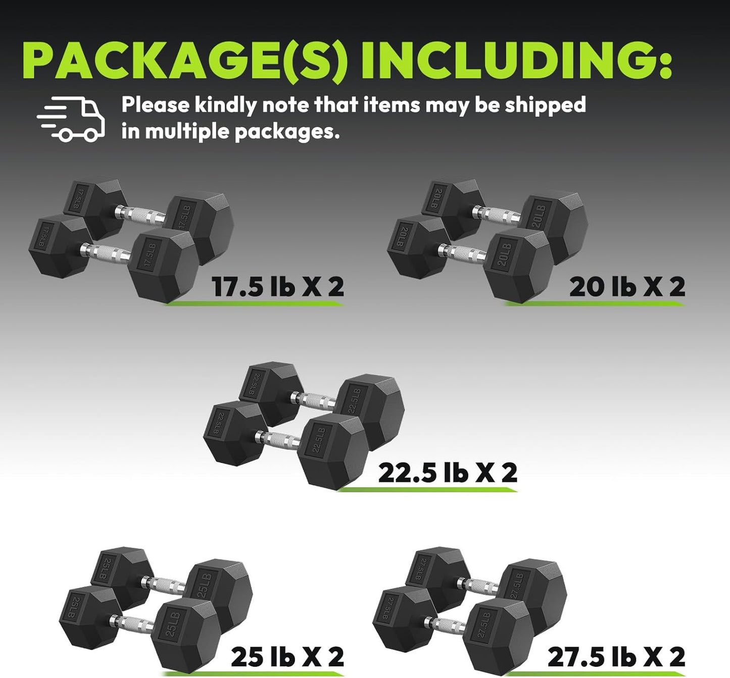 Hex Dumbbell Set, 30-480 lb Set Rubber Encased Exercise & Fitness Dumbbells, Weights Dumbbells Set, Hand Weight for Strength Training