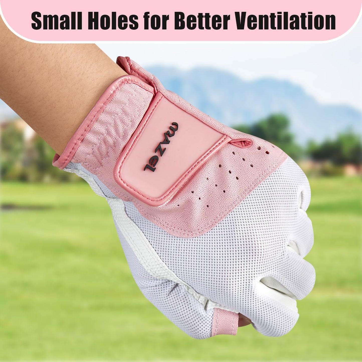 MAZEL Women's Fingerless Golf Gloves One Pair Open-Finger Design,Breathable Hot Wet Weather Sweat-Absorbing,Fit Size S M L XL