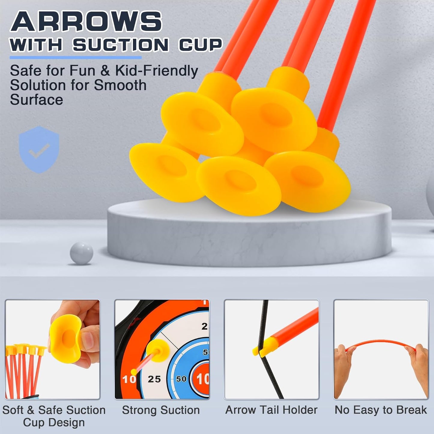 Archery Toy Set for Kids, LED Light Up Bow and Arrow Set with 10 Suction Cup Arrows, Standing Target & Quiver, Indoor Outdoor Games Stuff for Boys Girls Children Aged 3-12 Year Old