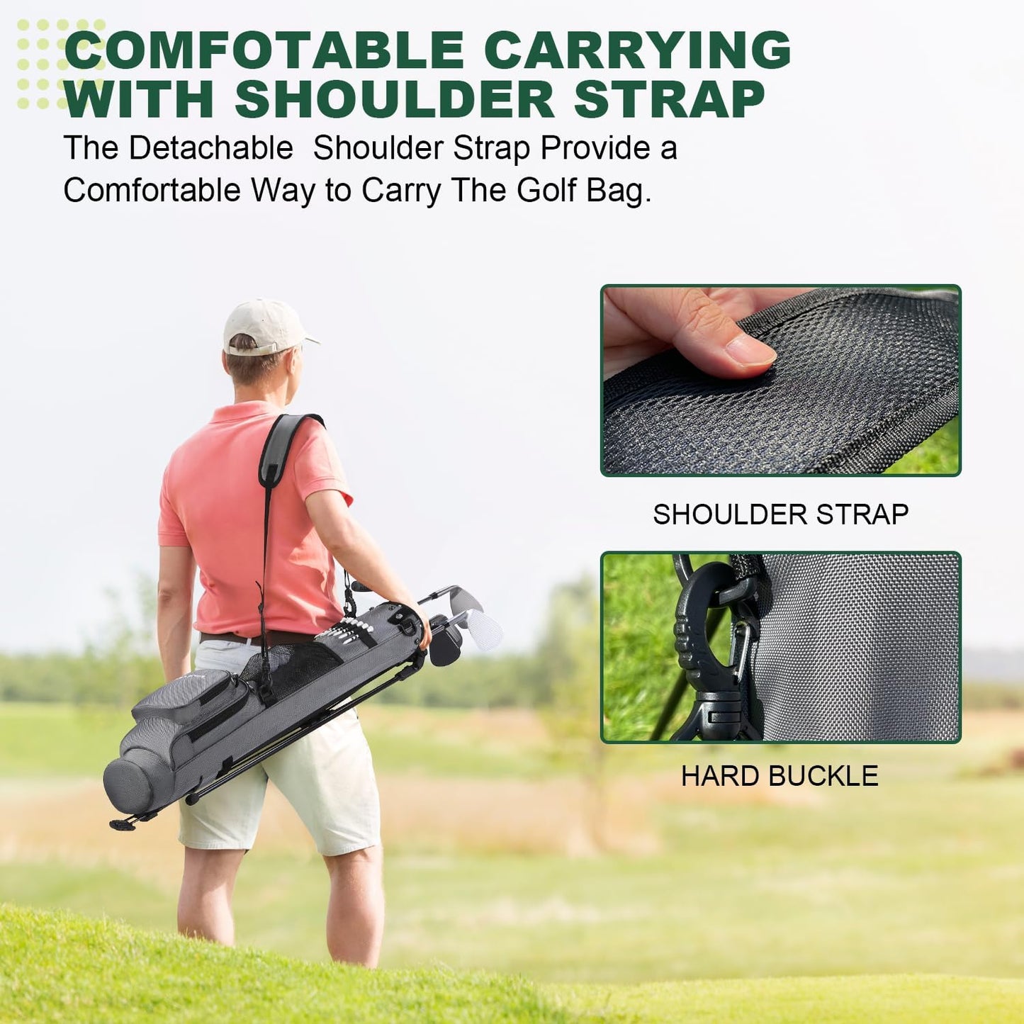 MAZEL Lightweight Golf Bag for Men – Easy to Carry Golf Clubs Bag with Shoulder Strap,Pitch n Putt Golf Stand Bag for Driving Range,Par 3 and Executive Courses - Fit Up to 8 Clubs