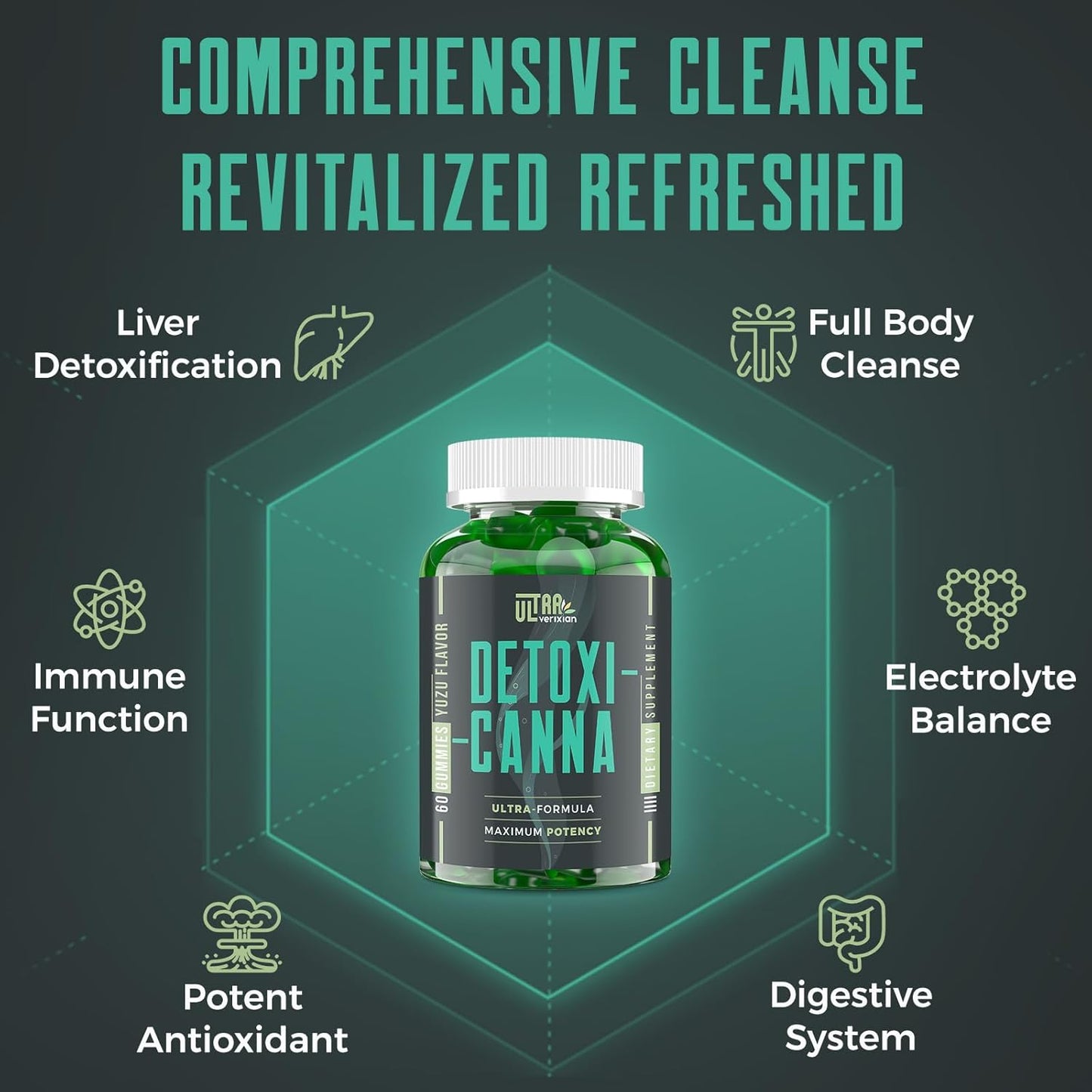 Detox Cleanse Gummies - Liver, Gut, Kidney Cleanse Detox & Repair, Rapid & Effective Full Body Cleanse Best for Women and Men with Milk Thistle - Natural Plant-Based Detox Supplement, 120 Gummies