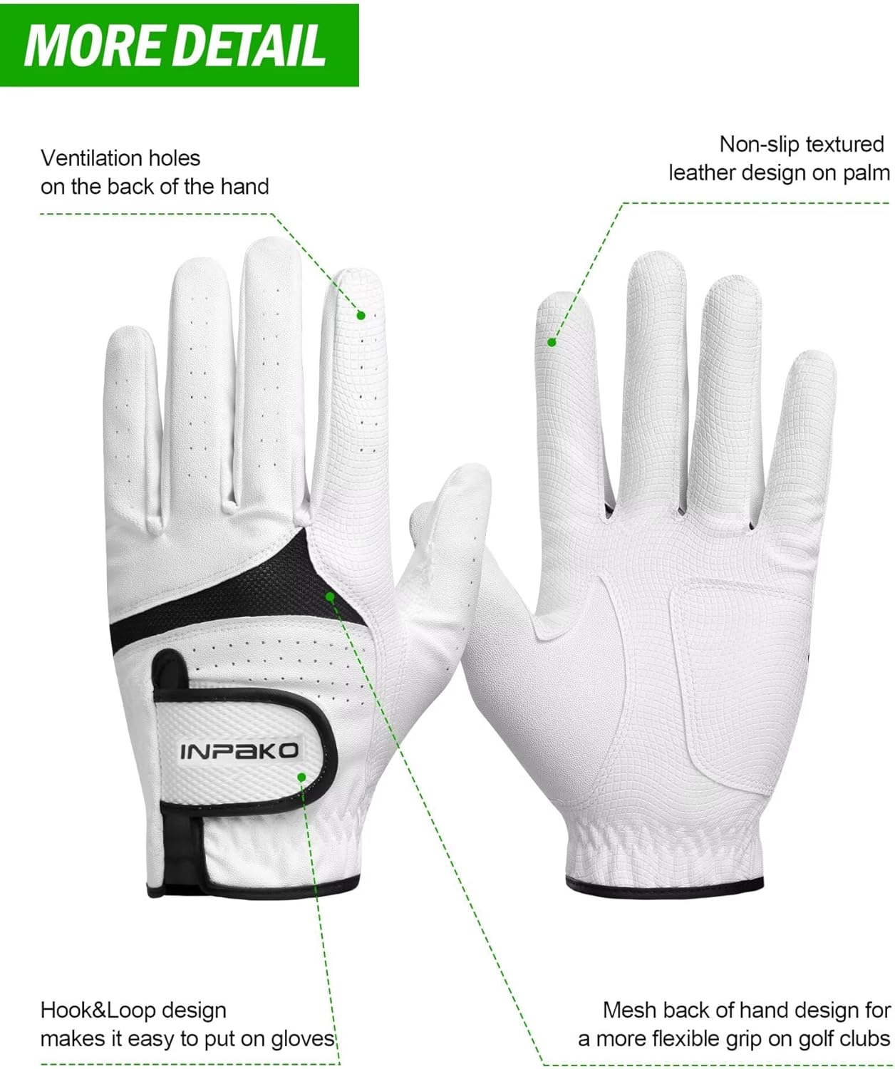 Golf Glove for Men Women, Soft Premium Cabretta Leather Golf Glove, Breathable Mesh, Non-Slip Palm Lift Grip