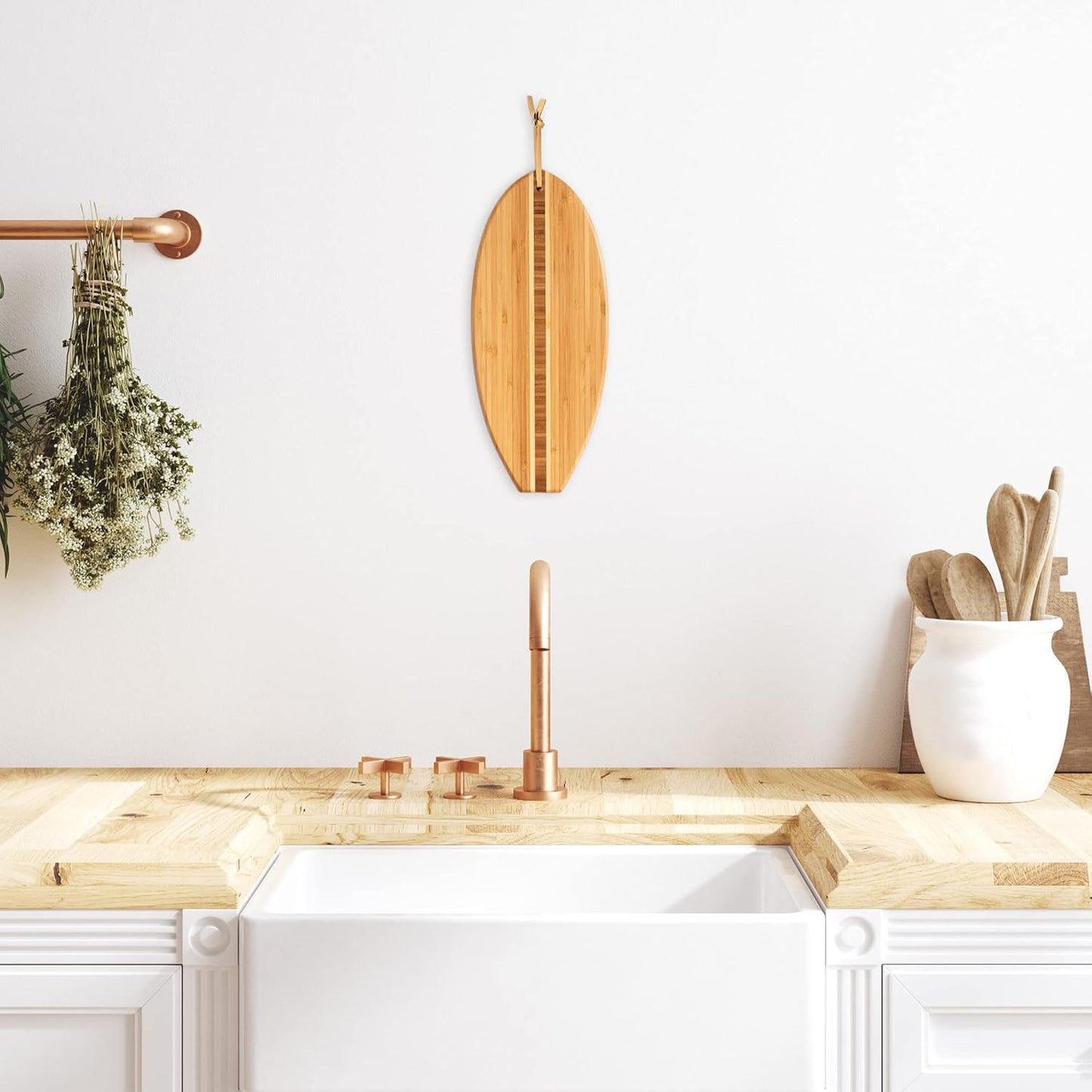 Totally Bamboo Lil' Surfer Surfboard Shaped Bamboo Serving and Cutting Board, 14-1/2" x 6