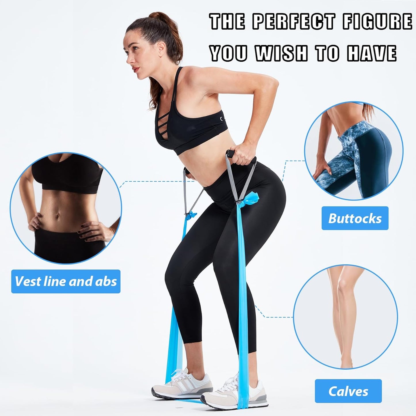 Resistance Bands for Working Out, Physical Therapy Bands, Latex Free Elastic and Exercise Bands Set for Stretching, Suitable for Rehab, Yoga, Pilates, Gym, Home Exercise