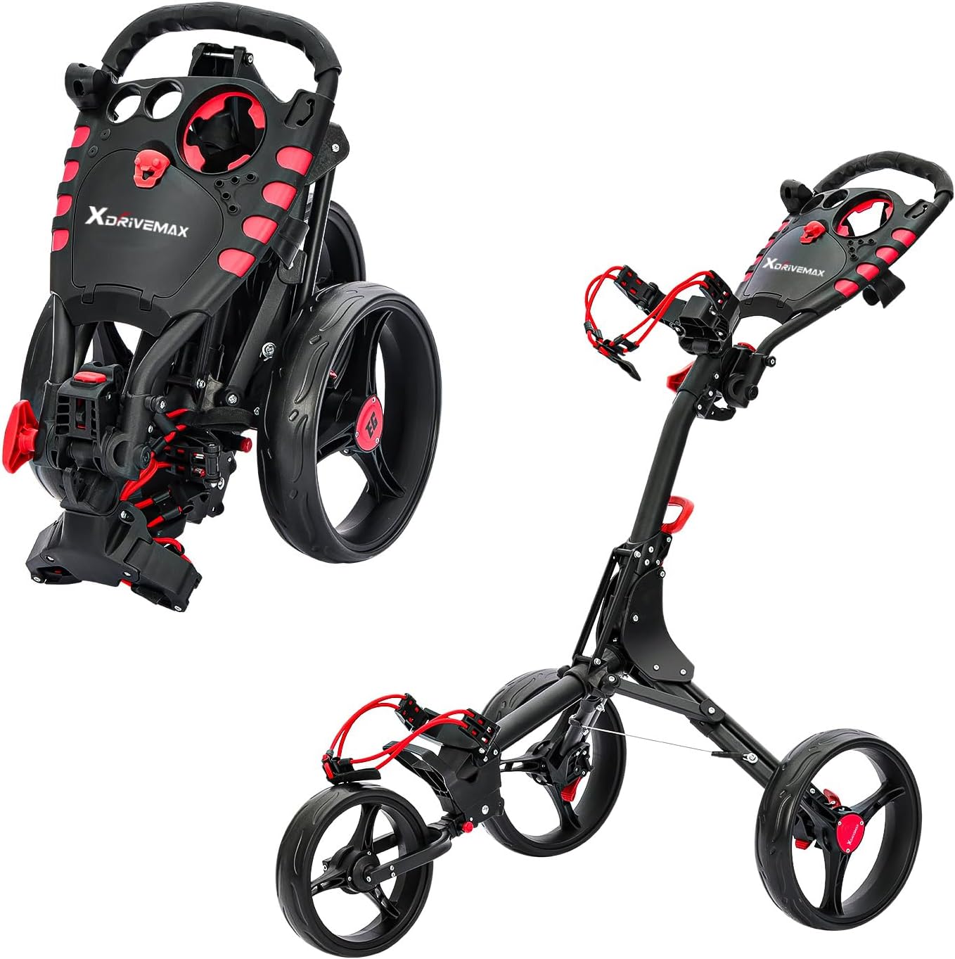 Golf Push Cart Series: 2-Wheel, 3-Wheel, 4-Wheel & 360° Swivel Front Wheel