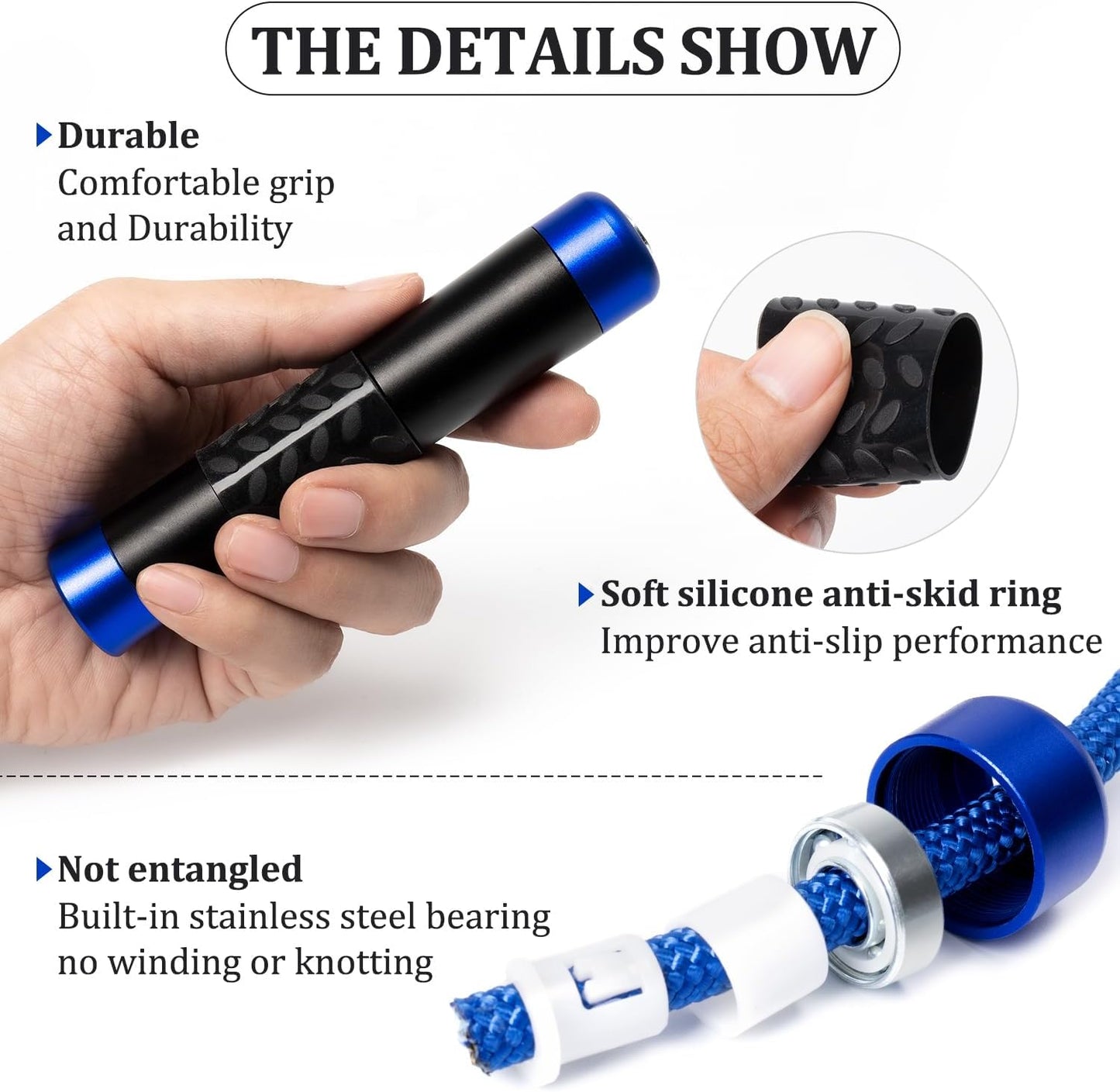 1LB Weighted Jump Ropes for fitness Women Men, Tangle-Free Ball Bearing Rapid Speed Skipping Jump Rope with Adjustable 9mm Cotton & PVC Cord, Aluminum Handles for MMA, Boxing, CrossFit, Weight-loss Workouts