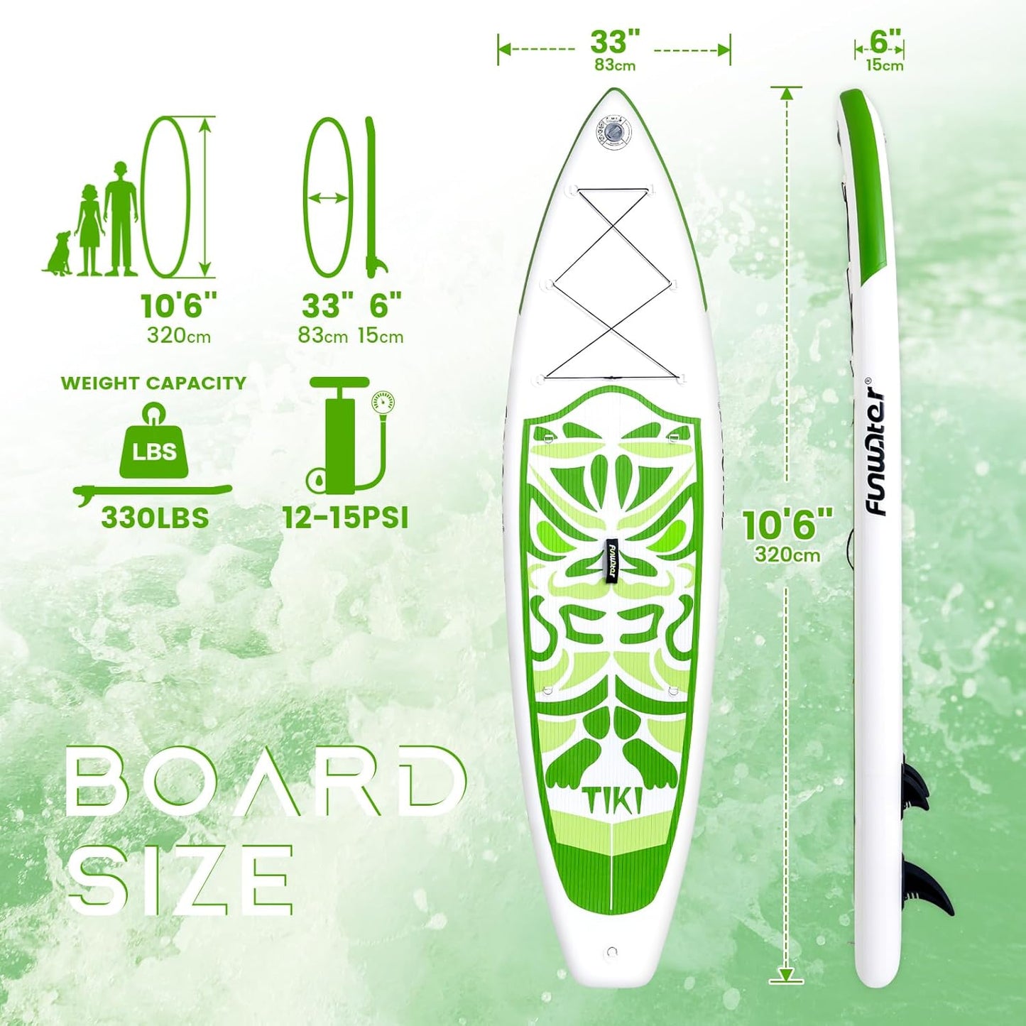 FunWater Inflatable Ultra-Light Stand Up Paddle Board for All Skill Levels with Premium SUP Paddleboard Accessories,Non-Slip Comfort Deck for Youth & Adults