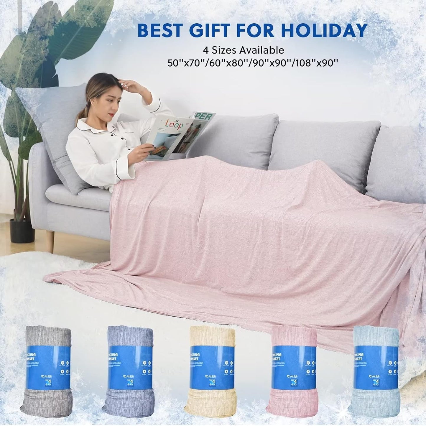 HOMFINE Cooling Blankets for Hot Sleepers - Summer Blanket Thin Lightweight Breathable Soft Double Side Enhanced Cooling for Bed Couch Sofa, Keep Cool for Night Sweats (Pink, 60 x 80 inches)
