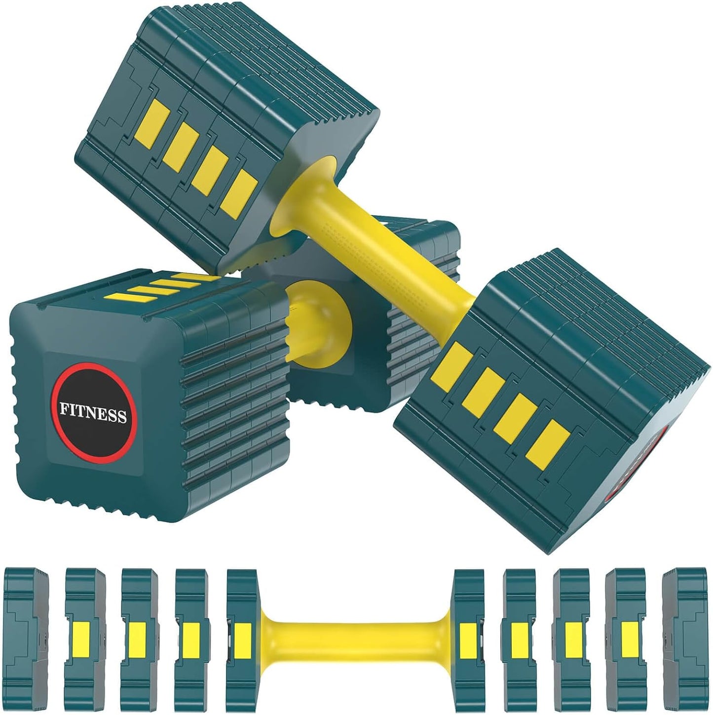 Adjustable Weight Dumbbells Set of 2, 3.4lb/5.7lb/8lb/10.3lb/12.6lb Each Hand Weight Sets for Women/Men, Adjustable Dumbbells Set for Home Gym Fitness Workout Strength Training