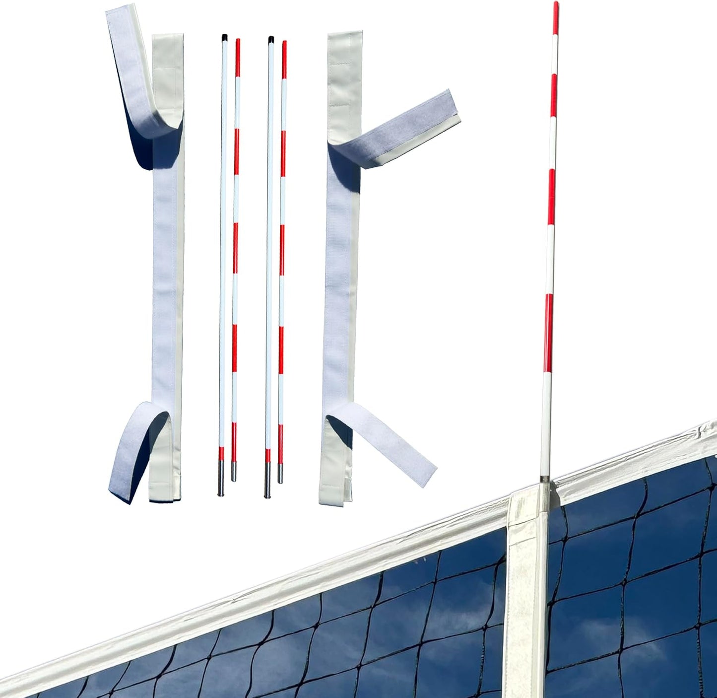 PRO Volleyball Antenna Pole Set – Foldable Fiberglass Volleyball Training Equipment with Hook & Loop Sleeves – Indoor & Beach Sports & Outdoors Accessories – Collapsible Referee Antenna Poles