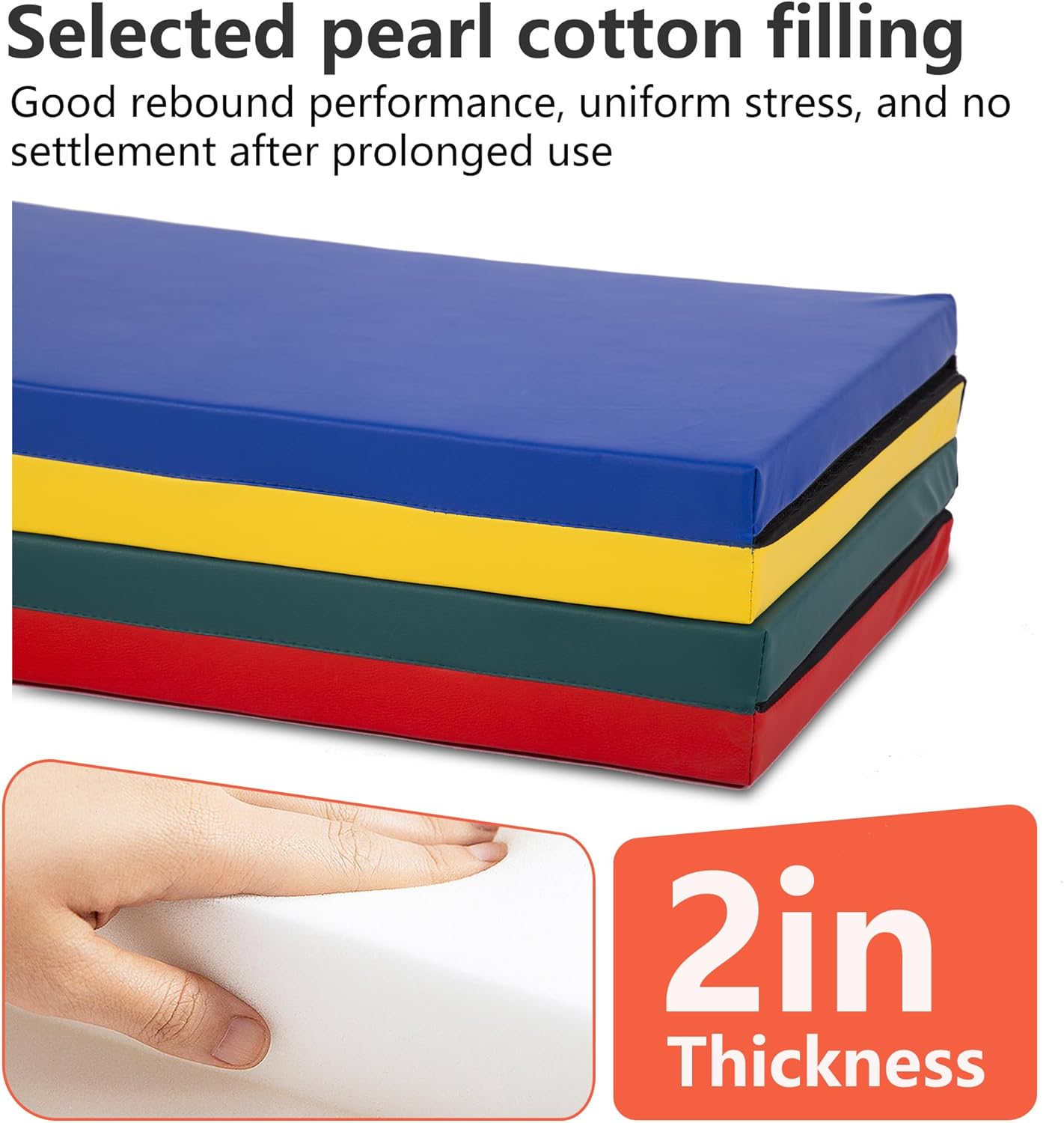 Gymnastics Tumbling Mats Portable Gymnastics Mat Foldable Tumbling Mat 2'x6'/4'x8' PU Leather Exercise Mat Yoga Mat with Carrying Handles for home Workout outdoor Yoga Gymnastics