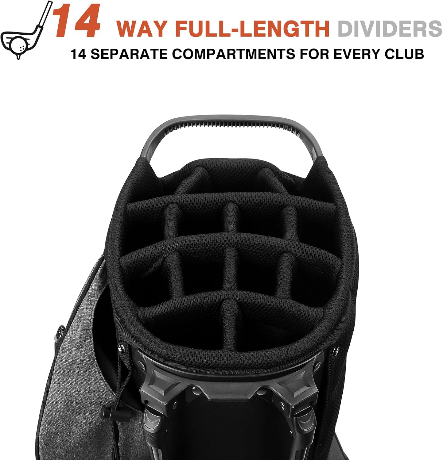 Golf Stand Bag 14 Way Top Dividers Full-Length with Stand, 7 Pockets, Lightweight Golf Bag for Men, Dual Strap, Rain Hood, Portable Golf Club Bag for Men Women