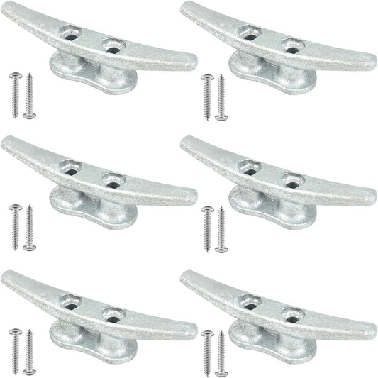 Boat Cleats 4Inch,Hot Dip Galvanized Cast Iron Dock Cleats,Electrophoretic Coated Black Dock Cleats,Rope Cleats Boat Dock Cleats for Marine Deck or Nautical Decor,Hardware Included (4/5/6/10/12Pack)