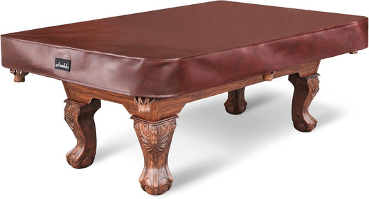 Pool Table Cover,Heavy Duty Leatherette Billiard Pool Table Covers,Waterproof&Tearproof Cover for Pool Table,7/8/9 Foot Fitted(8FT/Brown)