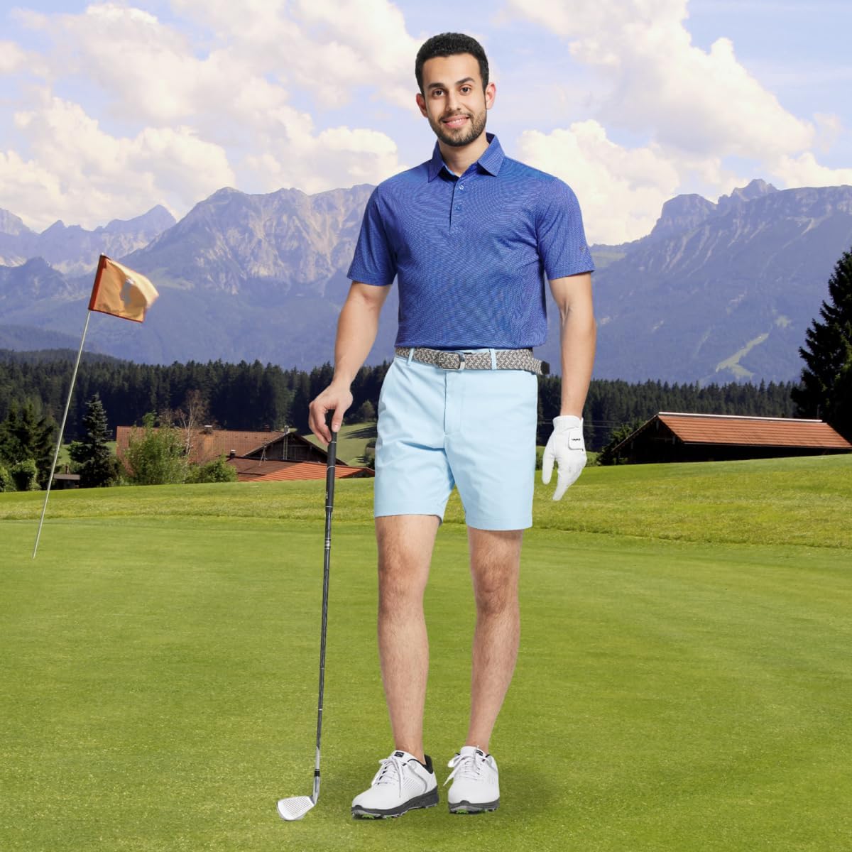 M MAELREG Golf Shirts for Men Dry fit Sports Jacquard Lightweight Performance Texture Short Sleeve Collared Polo Shirts