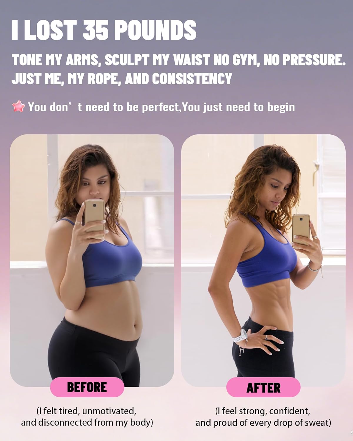 nonogo 1.1LB Weighted Jump Rope for Women – Adjustable 10mm Heavy PVC Skipping Rope for Fitness, Ideal for High-Intensity Training, MMA, Boxing, CrossFit, Weight-loss Workouts