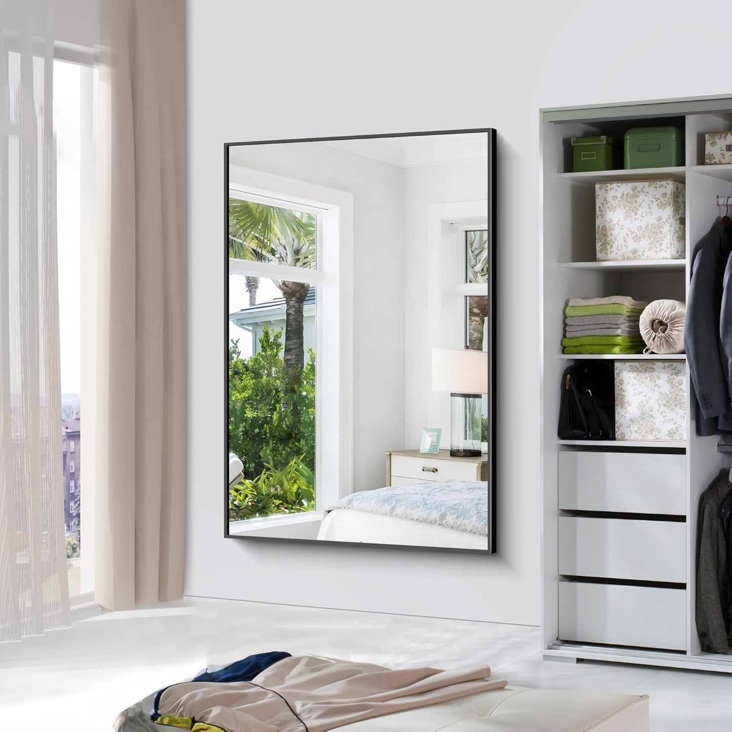 Bathroom Mirror,60x40 inch Bathroom Mirrors for Over Sink,Large Wall Mirror for Bathroom Wall Mounted Rectangle Mirrors,Black Vanity Mirror for Living Room,Bedroom Entryway,Horizontal/Vertical