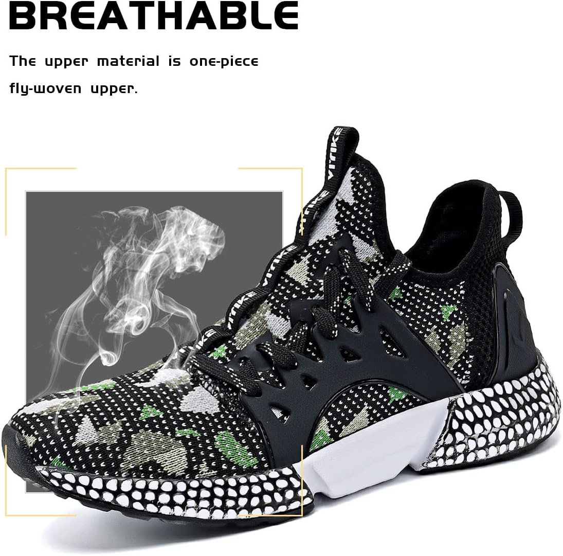 WETIKE Boy's Shoes Mesh Slip on Lightweight Running Sneakers