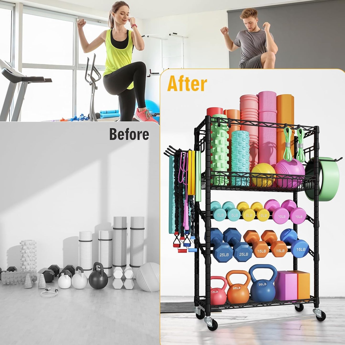 S3 Dumbbells Rack Storage Rack, Portable Home Gym Storage, Yoga Mat Storage, and Weight Rack Organizers for Gym Studio