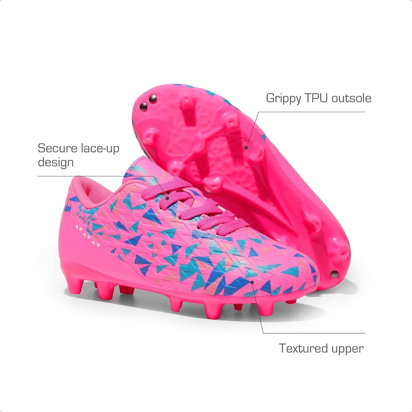 DREAM PAIRS Boys Girls Soccer Cleats Youth Firm Groud Athletic Outdoor Trainning Football Shoes for Little/Big Kid