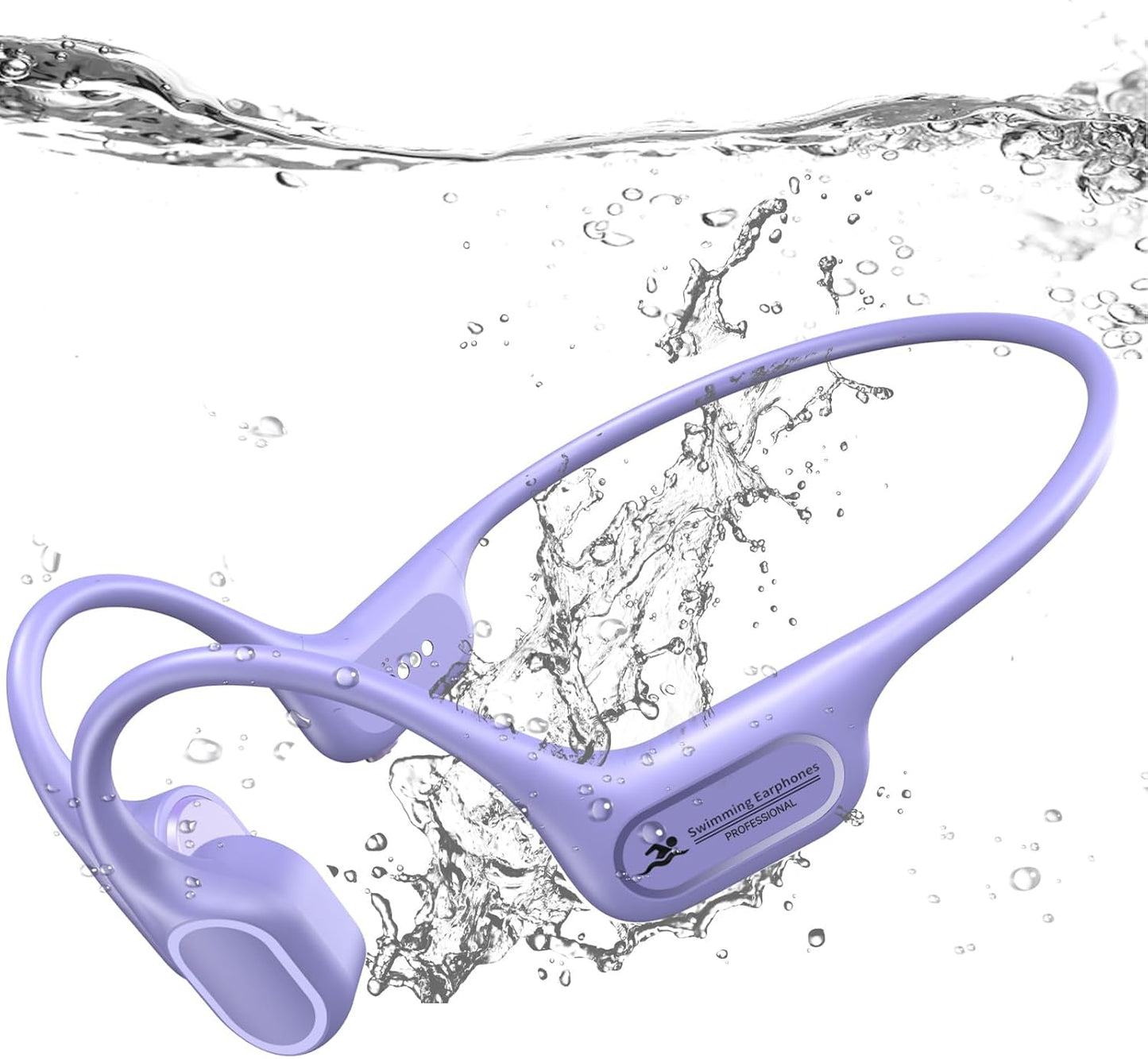 Bone Conduction Bluetooth Headphones-SurfAudio, IP68 Waterproof Swimming Headphones with 32GB MP3 Player, Lightweight Open Ear Design for Swimming/Surfing/Marathon/Cycling(Purple)