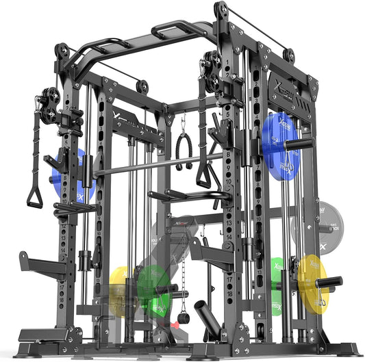 Power Cage,1600lbs Multi-Function Power Rack with Adjustable Cable Crossover System and More Training Attachment, Weight Cage for Home Gym