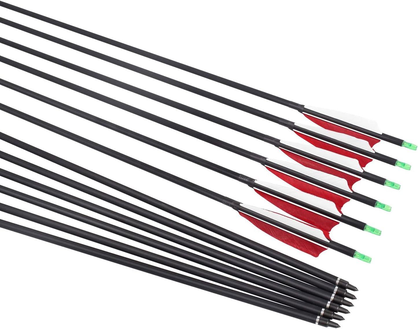 YLS 500 Spine Arrows 30 Inch Carbon Arrows 4" Turkey Feather Archery Target Practice Hunting Arrows with for Recurve Bow Long Bow