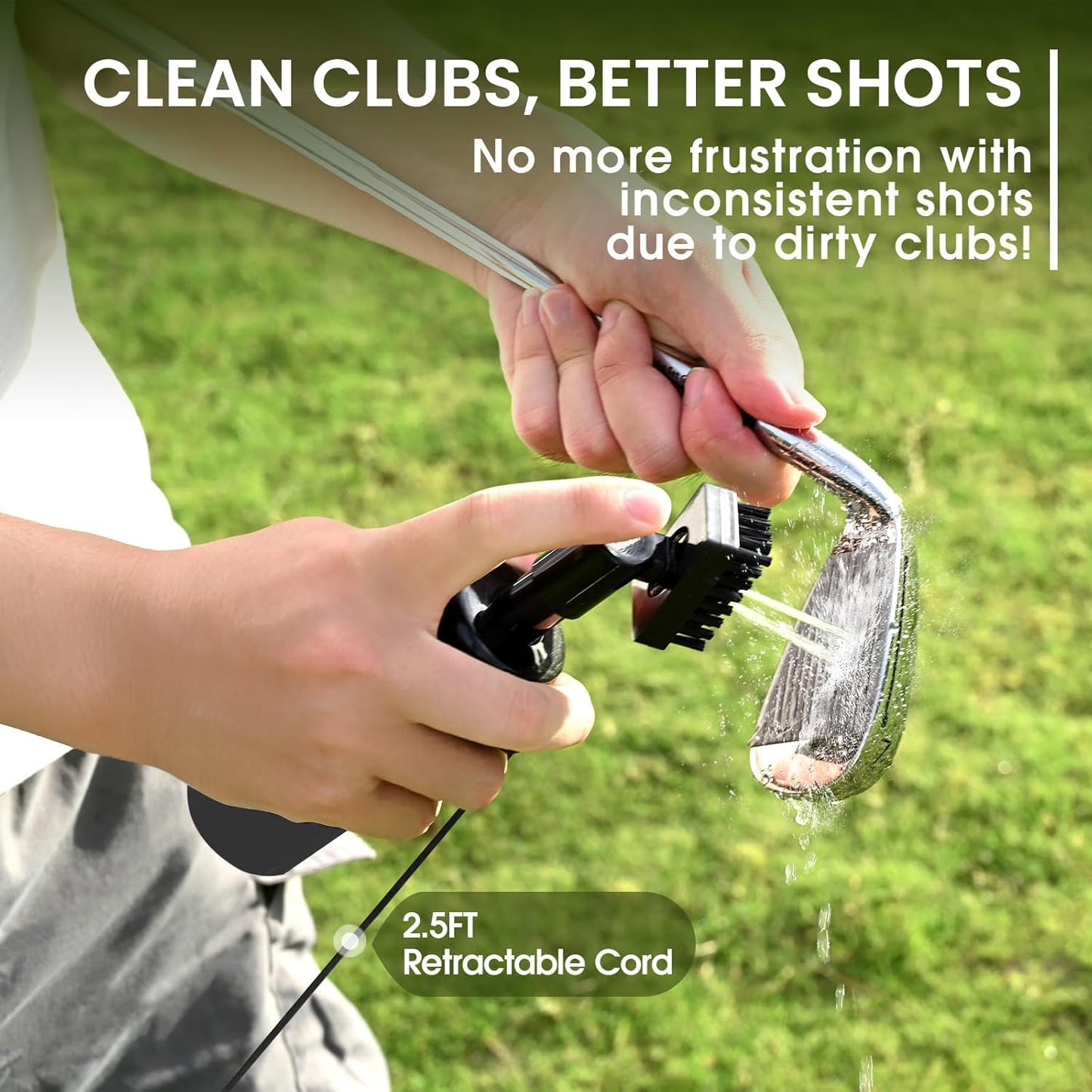 Golf Club Clean Brush Towel Value Set with Strong Magnetic Retractable Carabiner, Squeeze Water Bottle Microfiber Absorbent Towel for Golf Bags Accessory Iron Care Men Women